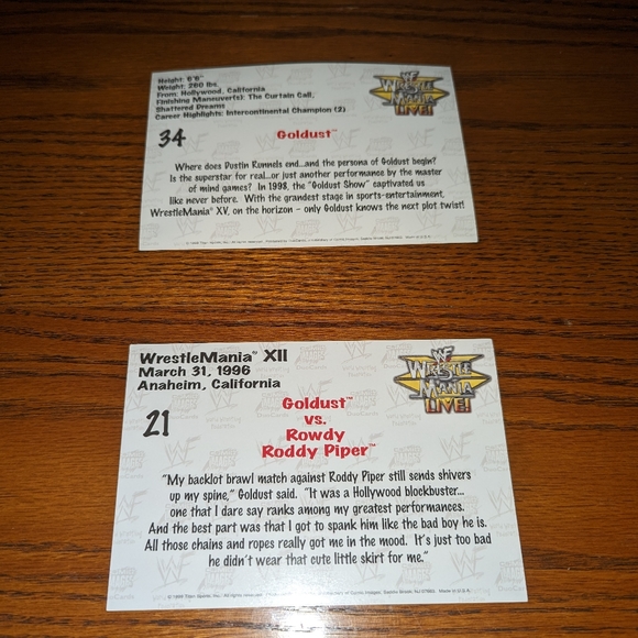 Goldust Roddy Piper WWF Wrestlemania Live! 4" x 6" PhotoCards Set - Picture 2 of 2